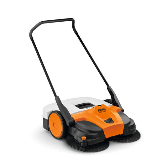 STIHL KGA 770 cordless sweeping machine with 77cm working width and MultiClean PLUS system for large area cleaning.