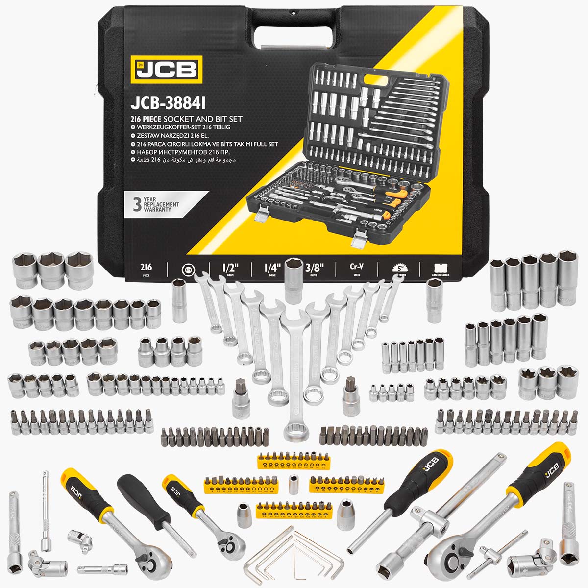 JCB 216 Piece Socket and Bit Set JCB-38841
