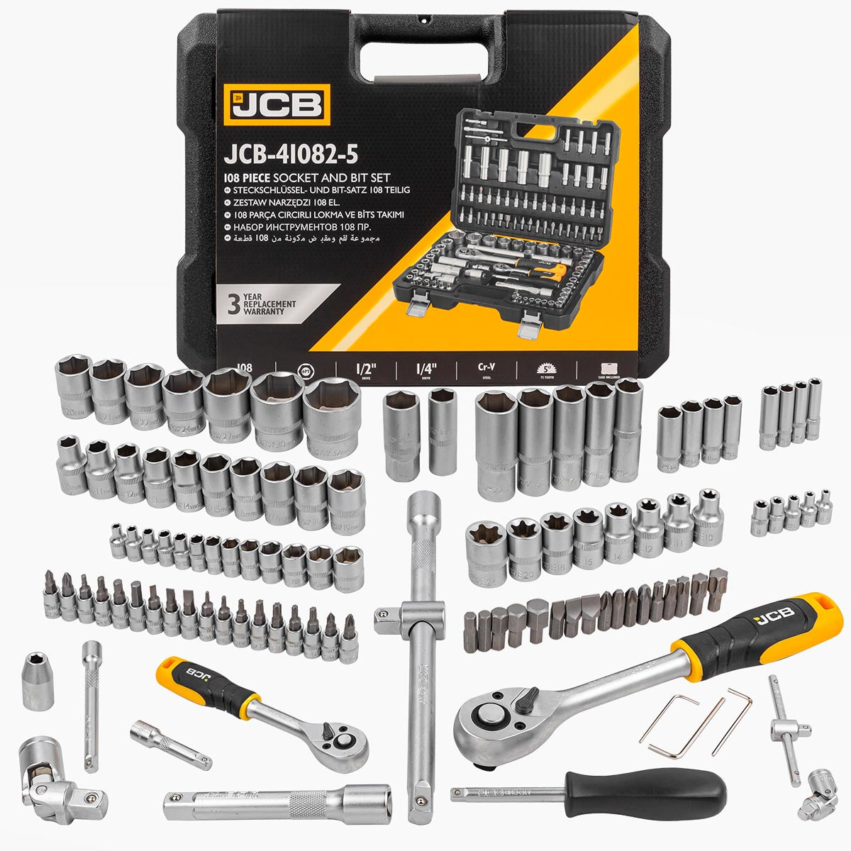 JCB 108 Piece Socket and Bit Set JCB-41082-5