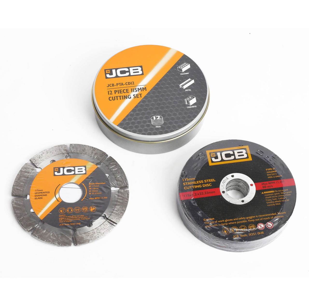 JCB 12 Piece 115mm Cutting Disc in Tin