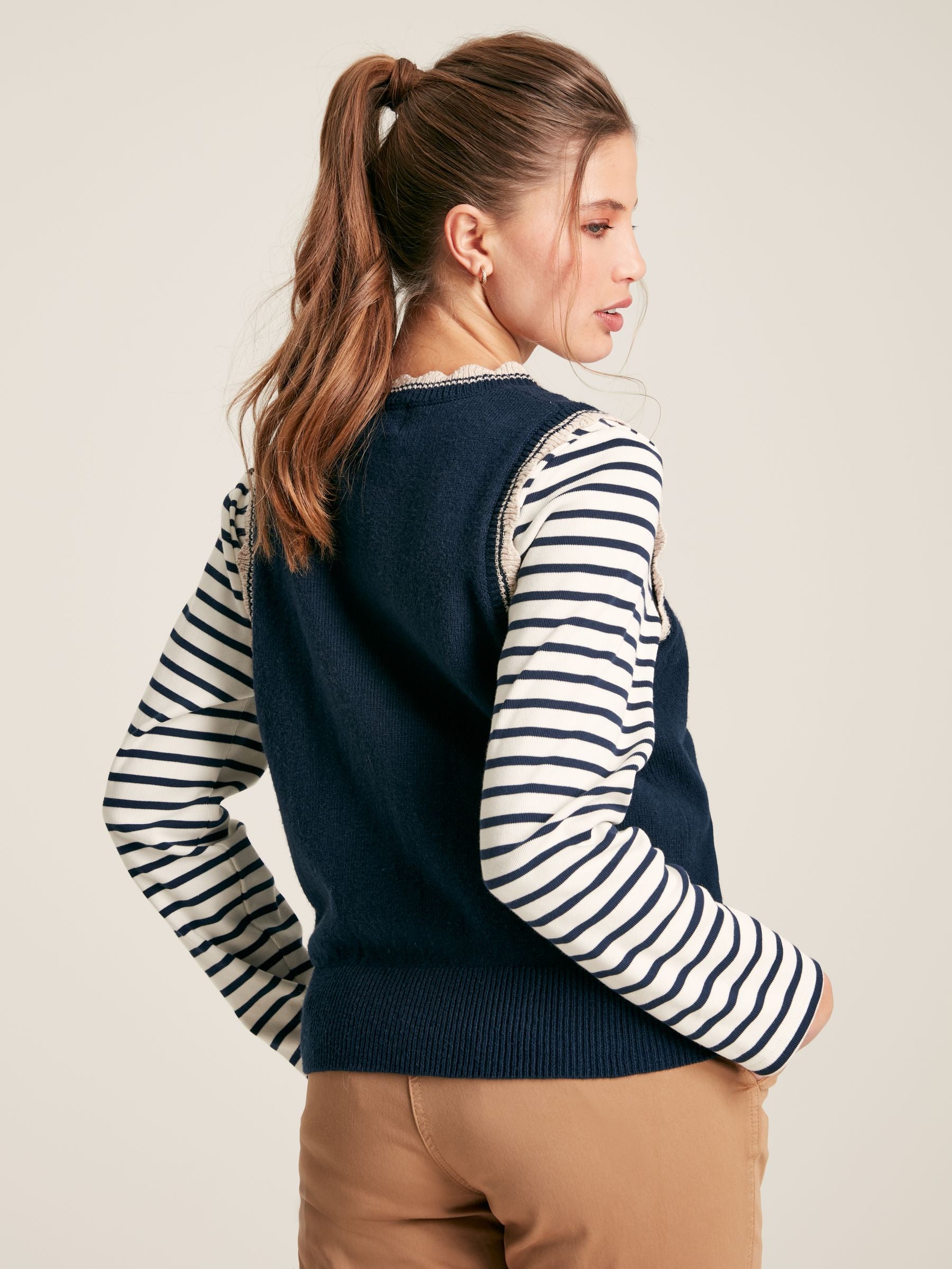 Joules Claudette Navy Scallop Trim Knitted Tank Top
