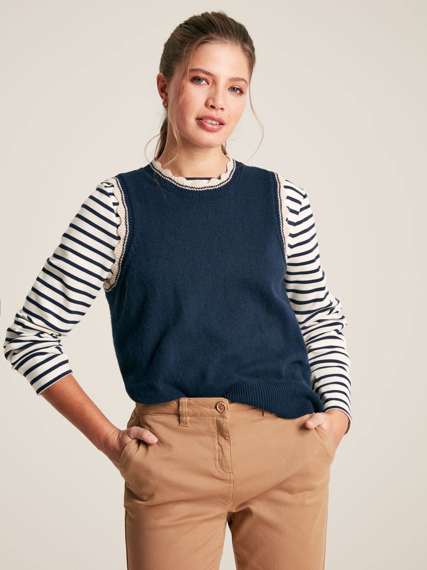 Joules Claudette Navy Scallop Trim Knitted Tank Top