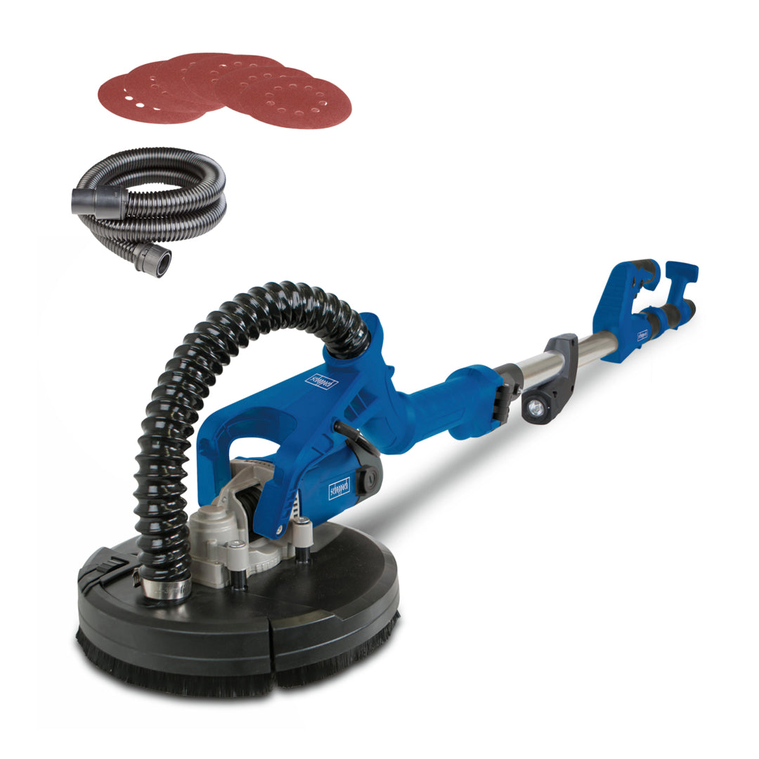 Scheppach DS920 710W electric wall and ceiling sander with extended telescopic arm and LED work light