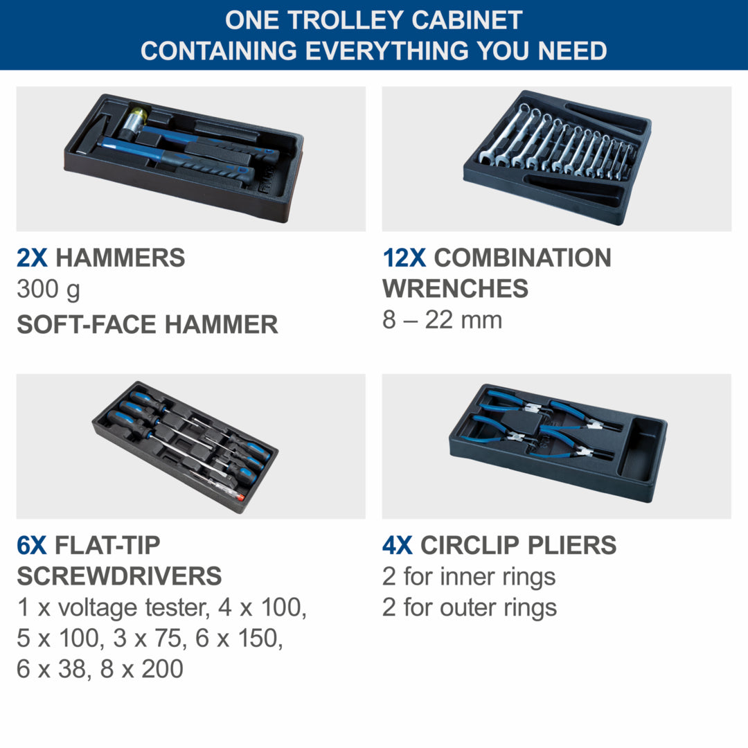 Scheppach TW1000 7-Drawer Workshop Tool Trolley with 263 Piece Tool Set