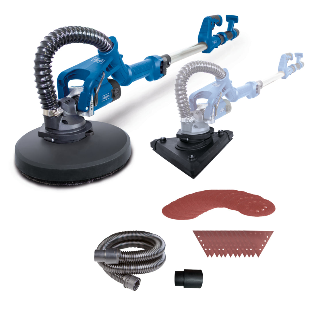 Scheppach DS930 710W electric wall and ceiling sander with round and triangular sanding heads
