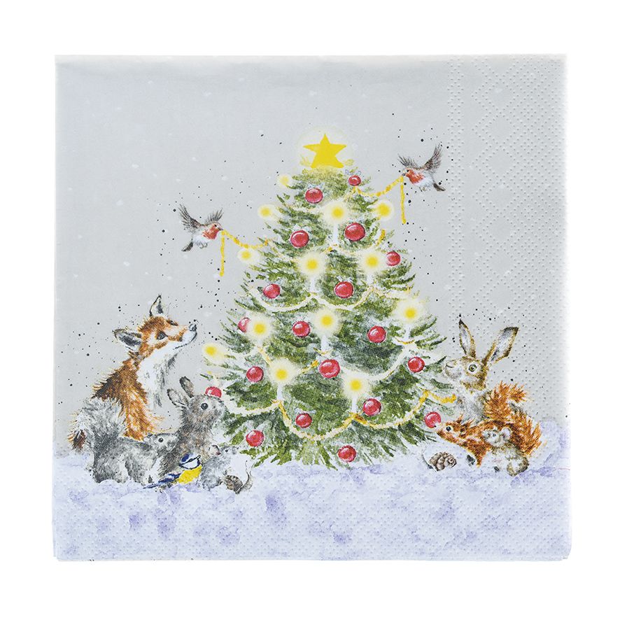 Wrendale 'Oh Christmas Tree' Woodland Animals Napkin - lunch size