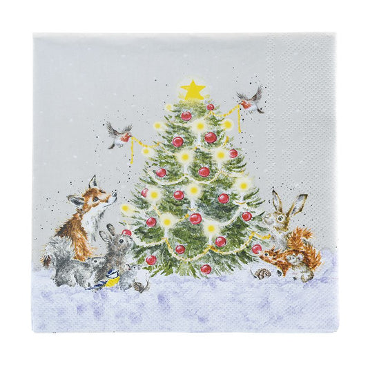 Wrendale 'Oh Christmas Tree' Woodland Animals Napkin - lunch size