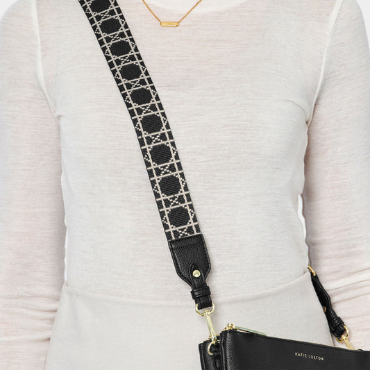 Katie Loxton Canvas Black Geometric Bag Strap