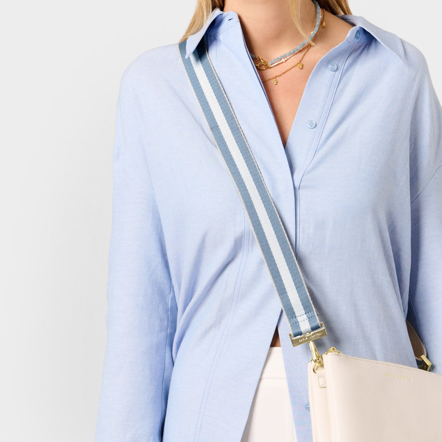 Katie Loxton Canvas Blue Aura Stripe Bag Strap