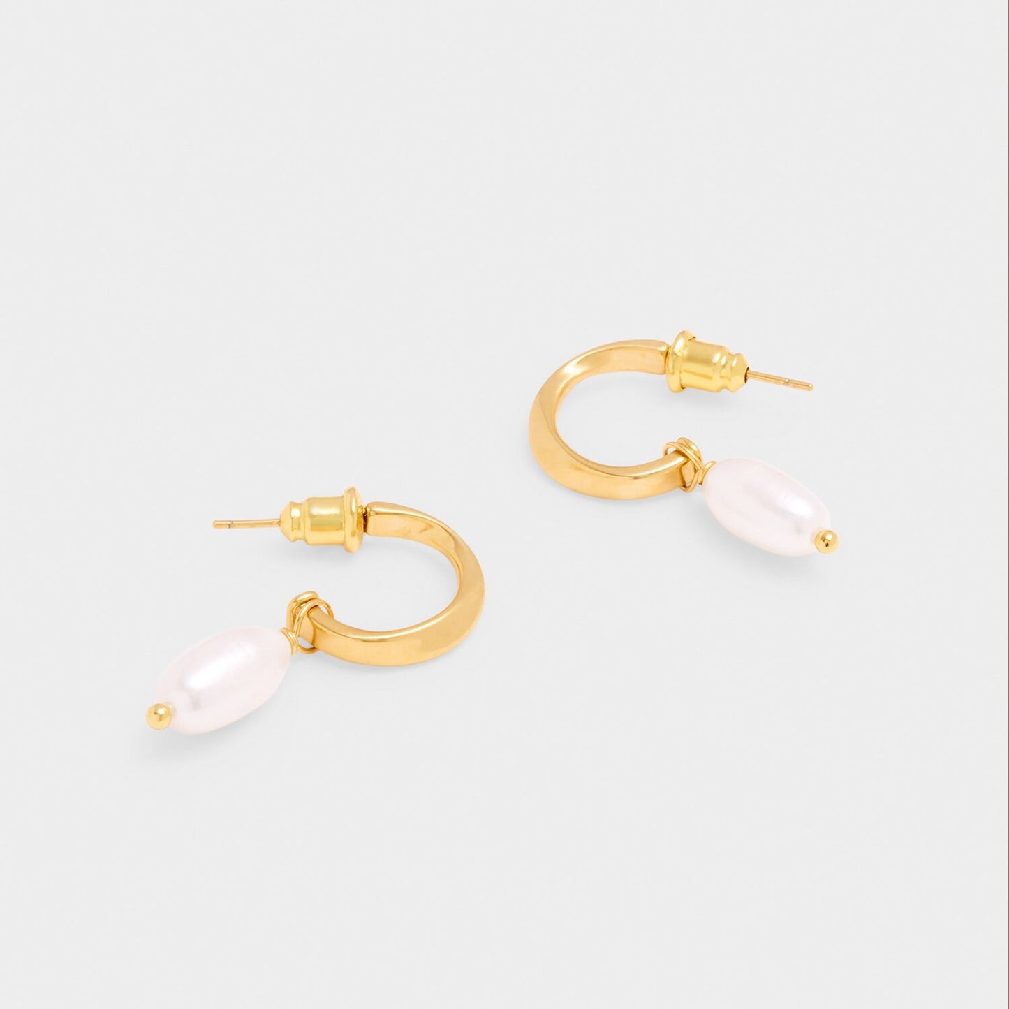 Katie Loxton Pearl Lustre Waterproof Gold Hoop Earrings