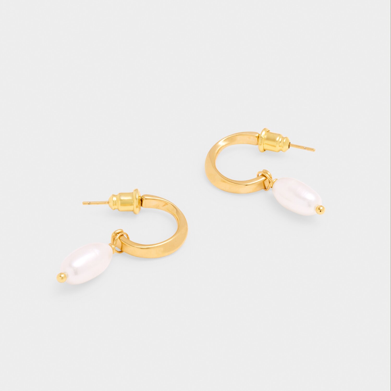 Katie Loxton Pearl Lustre Waterproof Gold Hoop Earrings