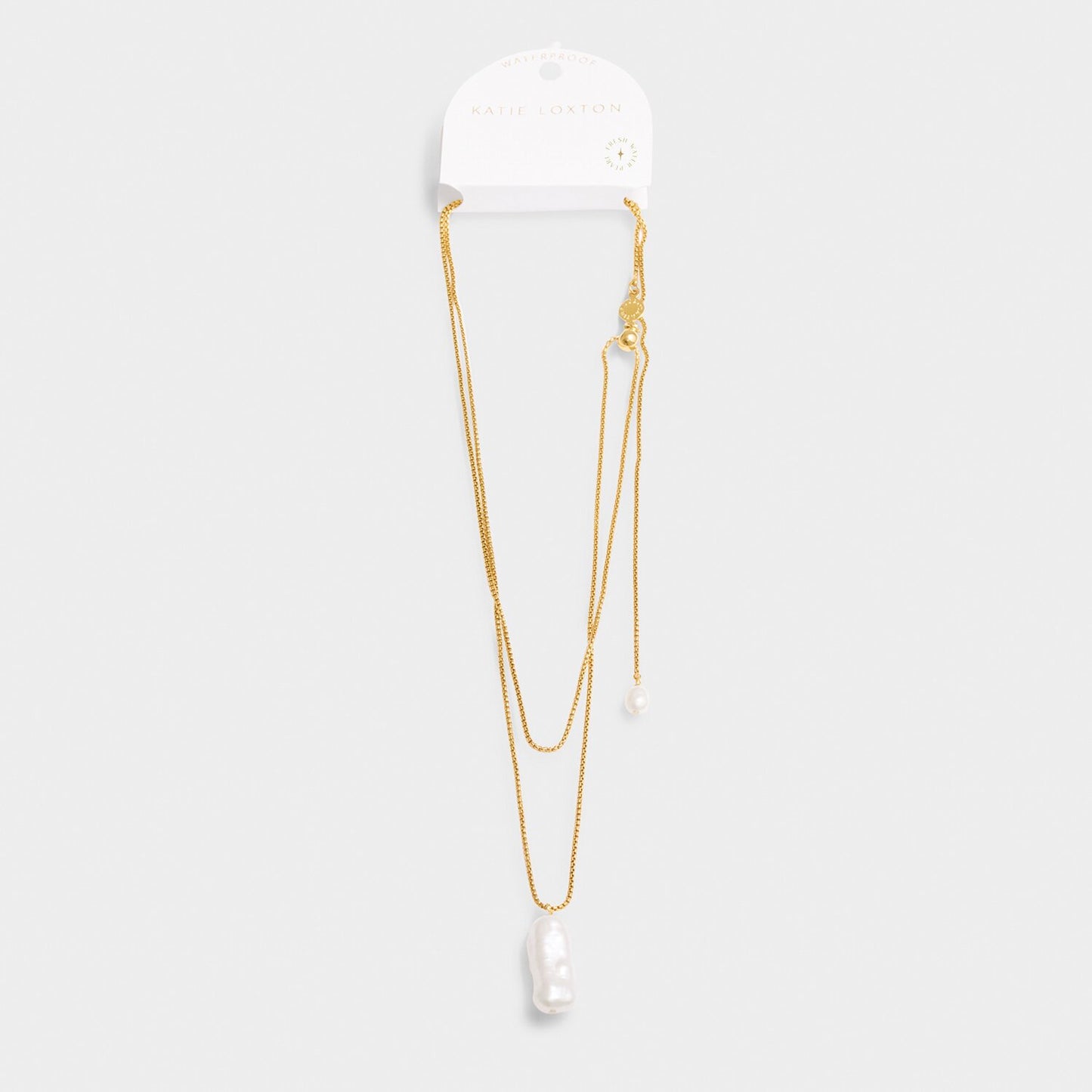 Katie Loxton Pearl Lustre Waterproof Gold Lariat Necklace