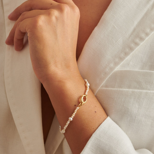 Katie Loxton Pearl Glow Waterproof Gold Bracelet