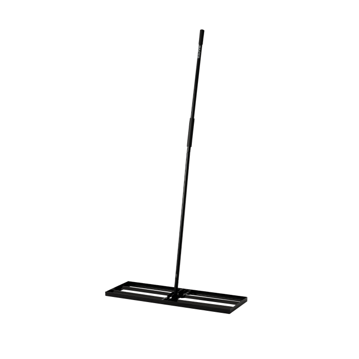 Hayter lawn levelling rake with wide flat head and soft grip handles