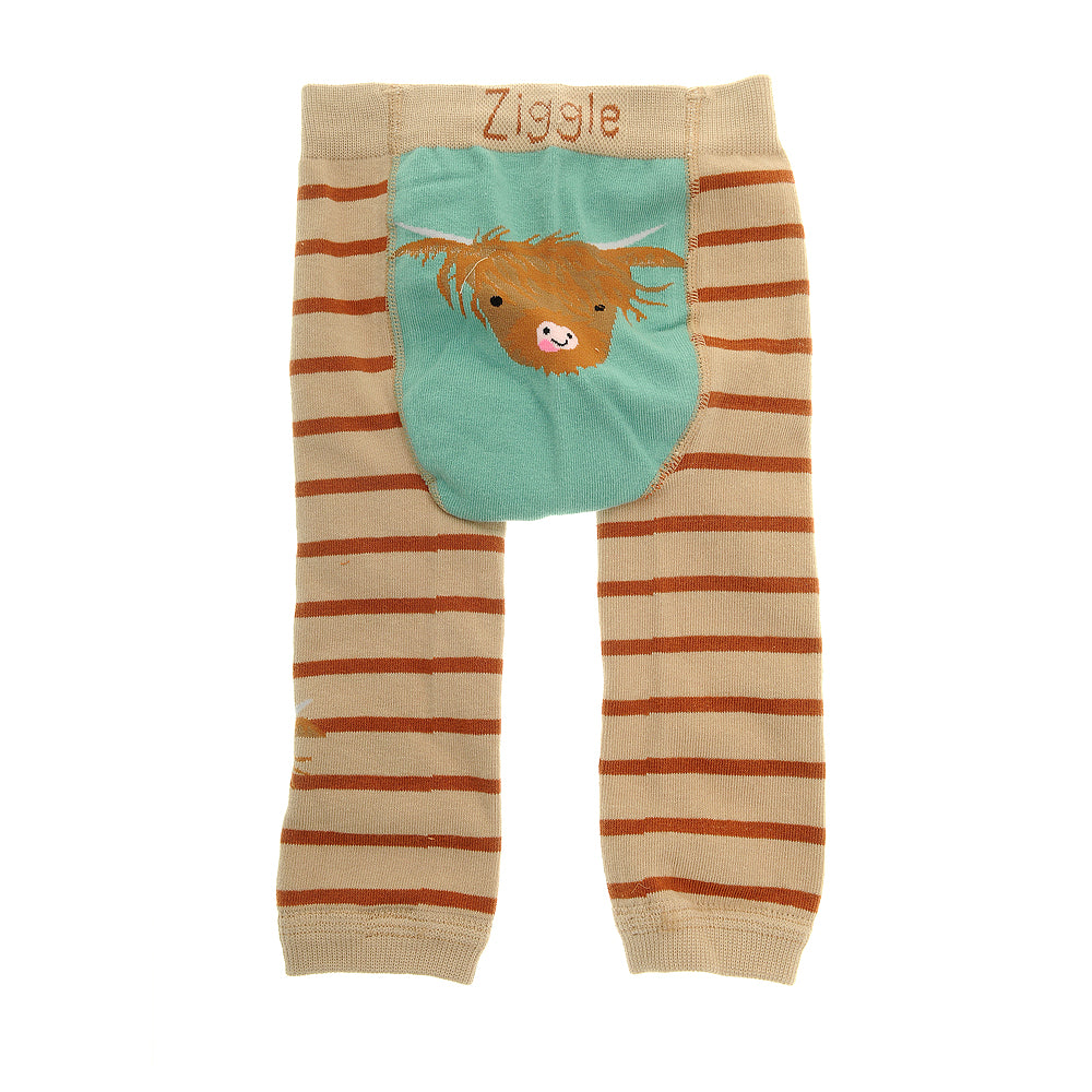 Ziggle - Highland cow leggings and socks 0-6m