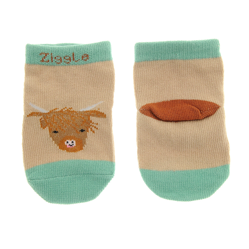 Ziggle - Highland cow leggings and socks 0-6m