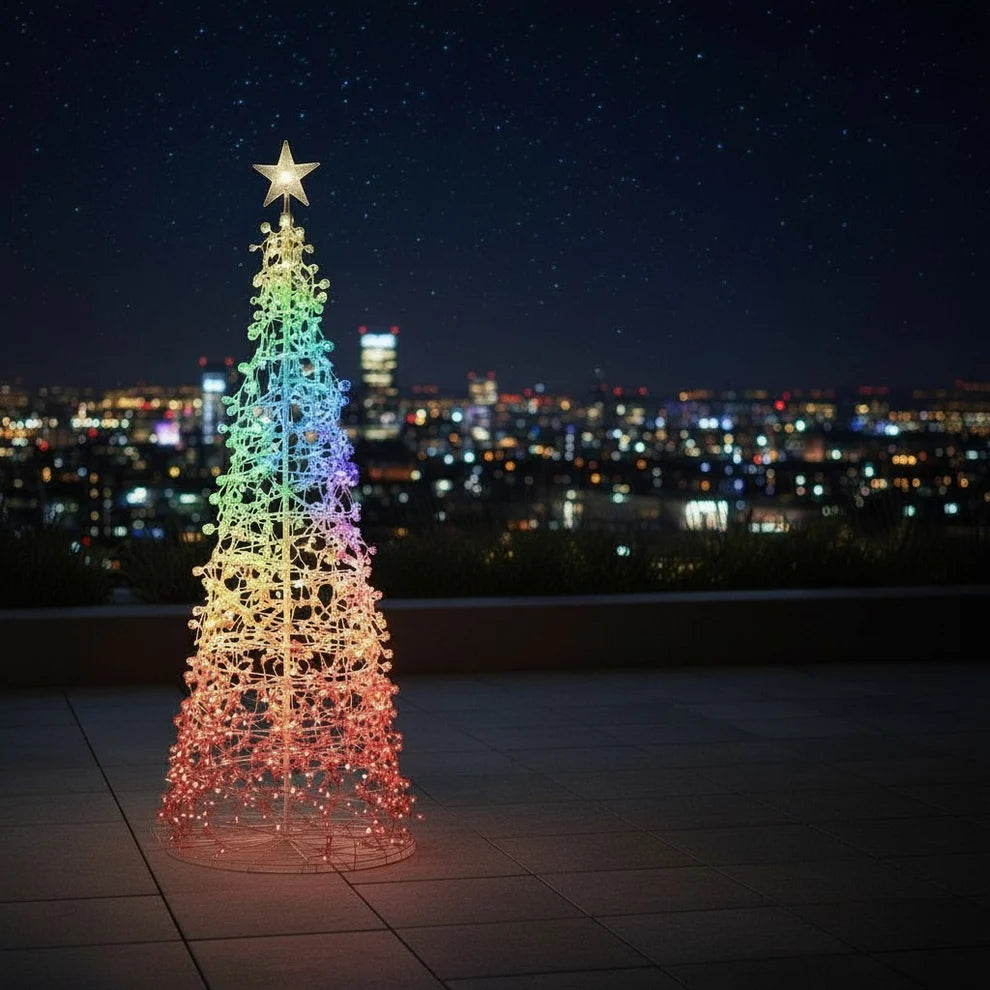 Noma 1.8m Spectrum digital remote control icicle spiral Christmas tree illuminated with multi-coloured light patterns