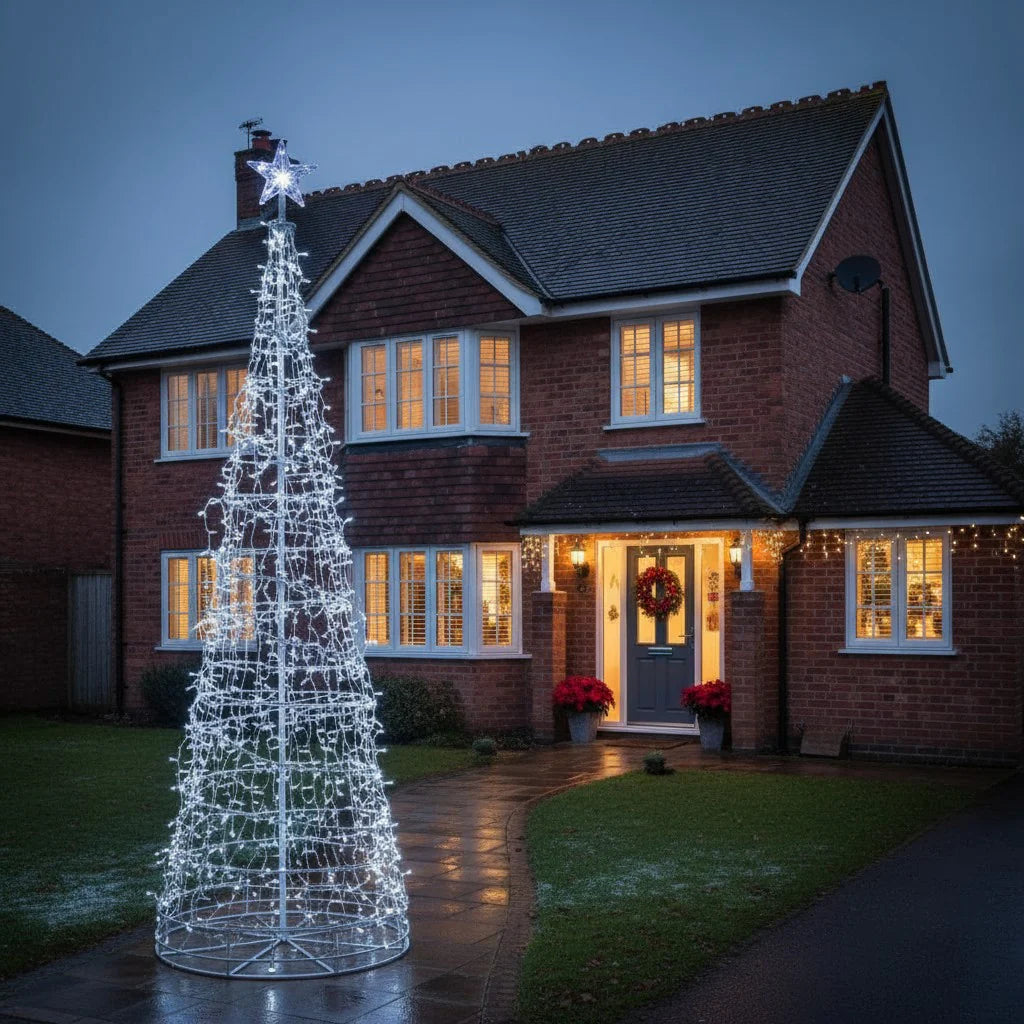 Noma 2.5m White Twinkling Icicle Spiral Tree 835 LEDs