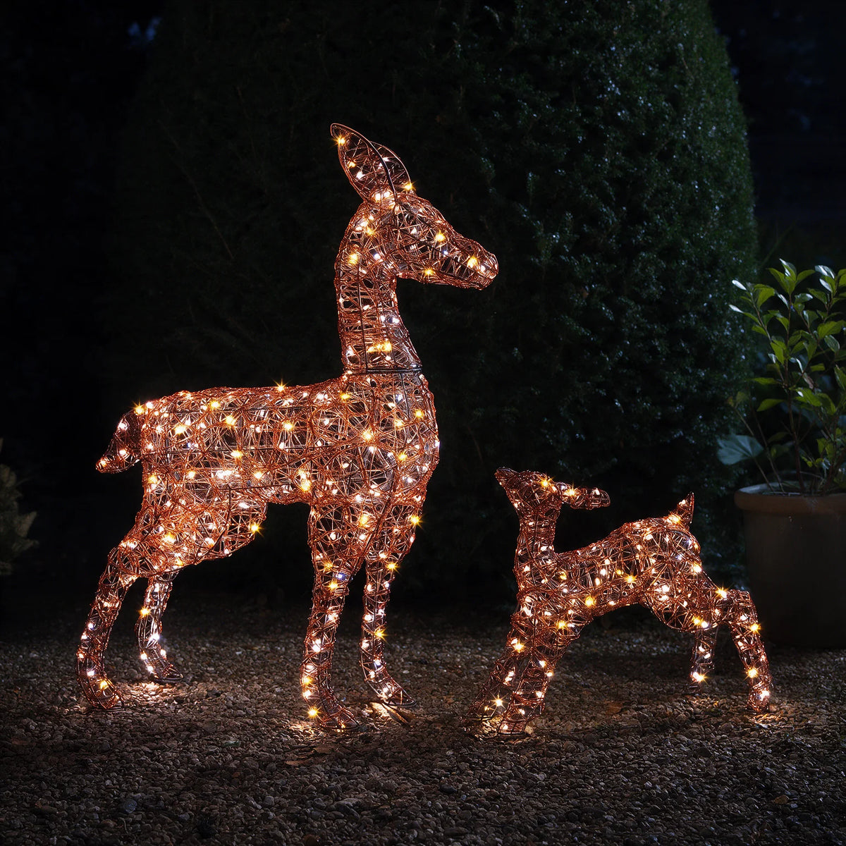 NOMA copper acrylic Richmond deer and fawn illuminated Christmas feature light with duo LEDs
