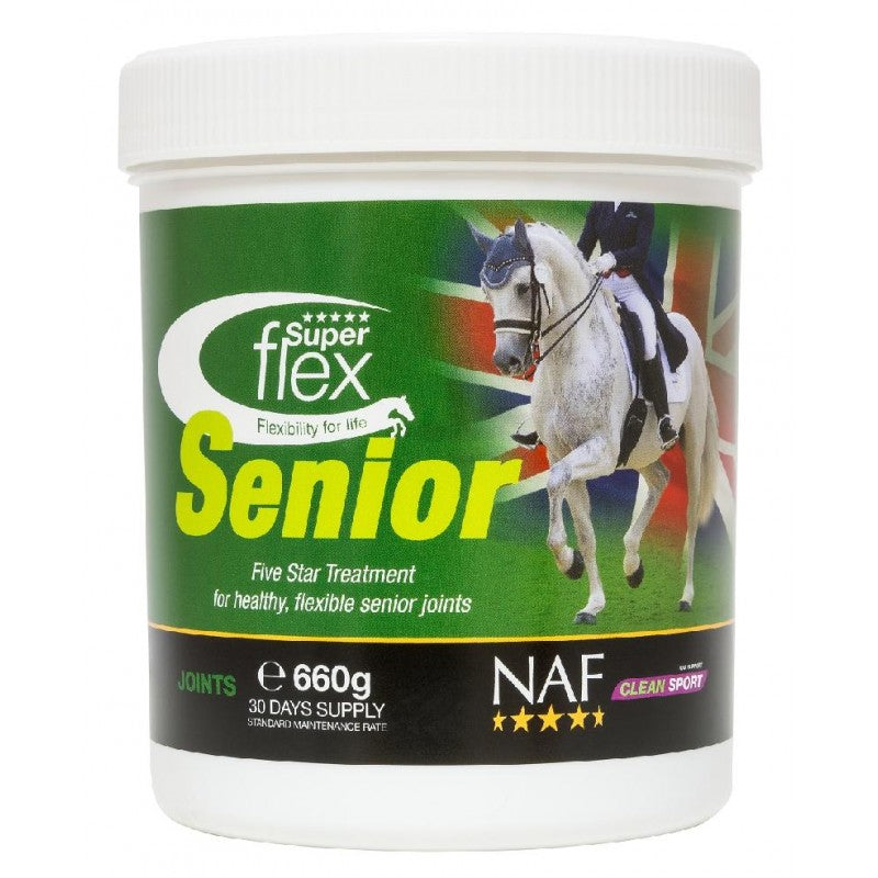 NAF Superflex Senior joint supplement powder tub for older horses and ponies