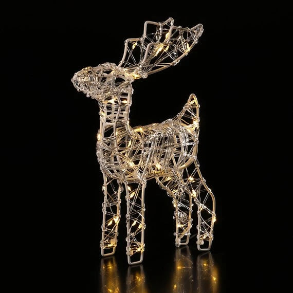 Leisuregrow Products Ltd - Spun Acrylic Warm White Deer In Mixed Display Tray