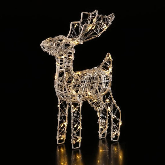 Leisuregrow Products Ltd - Spun Acrylic Warm White Deer In Mixed Display Tray