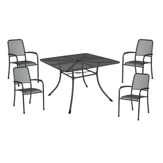 Alexander Rose Portofino Square 4-Seat Table Set with Cushions & Parasol
