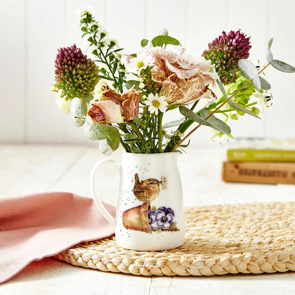 Wrendale Pottering About Posy Wren Jug