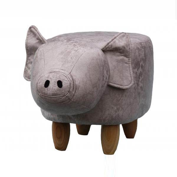 Gardeco Plato Pig Grey Leatherette Footstool