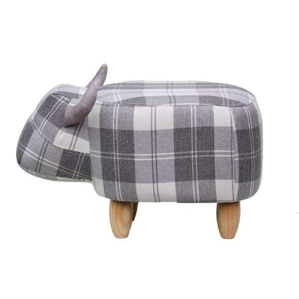 Gardeco Maisie Grey Tartan Cow Footstool