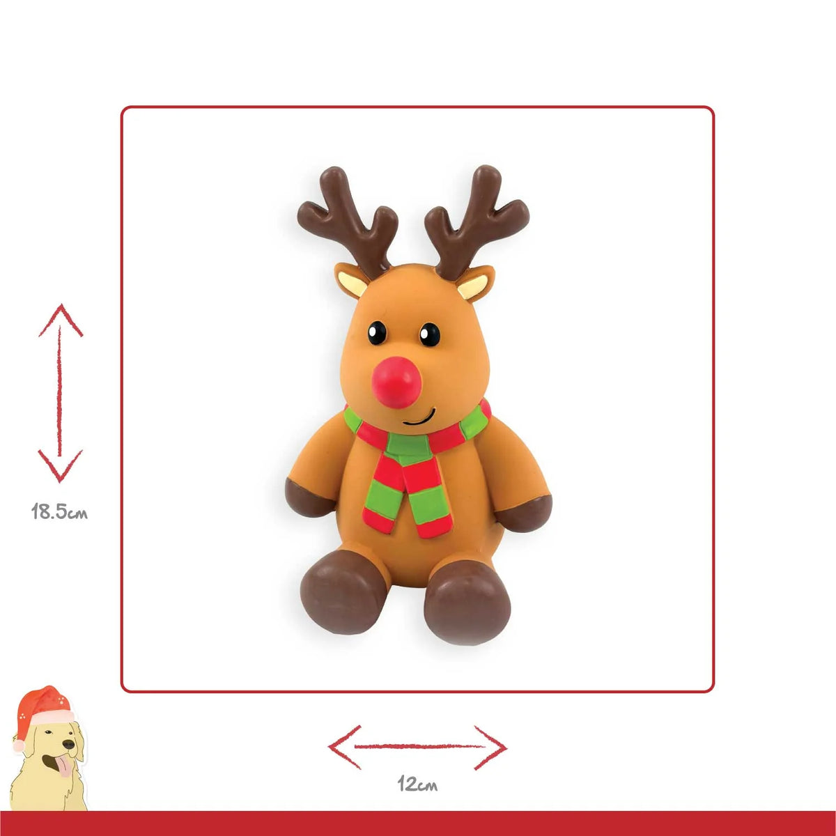 Happy Pet Ralph Reindeer latex squeaky Christmas dog toy