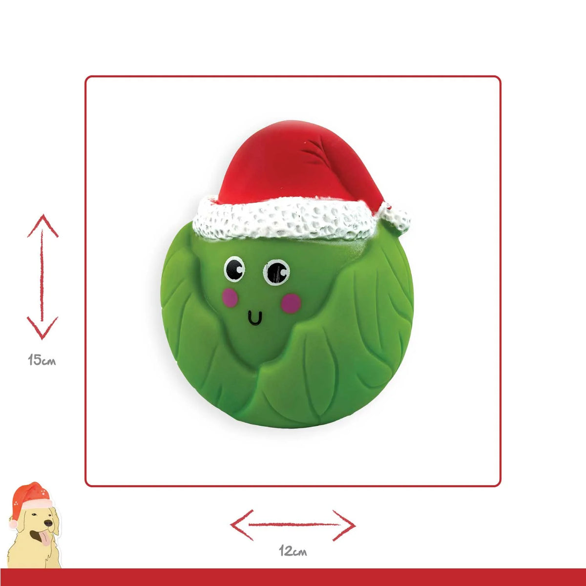 Happy Pet Brussel Sprout vinyl squeaky dog toy for Christmas play