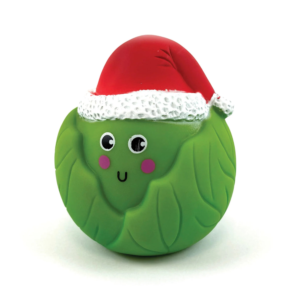 Happy Pet Brussel Sprout vinyl squeaky dog toy for Christmas play