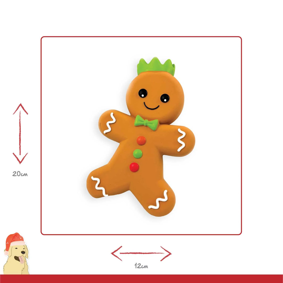 Happy Pet Gingerbread Latex Christmas dog toy with internal squeaker