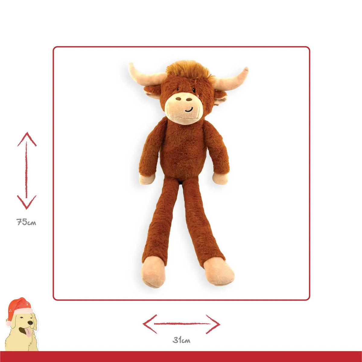 Happy Pet Jumbo Herby Highland Cow plush Christmas dog toy for large dogs