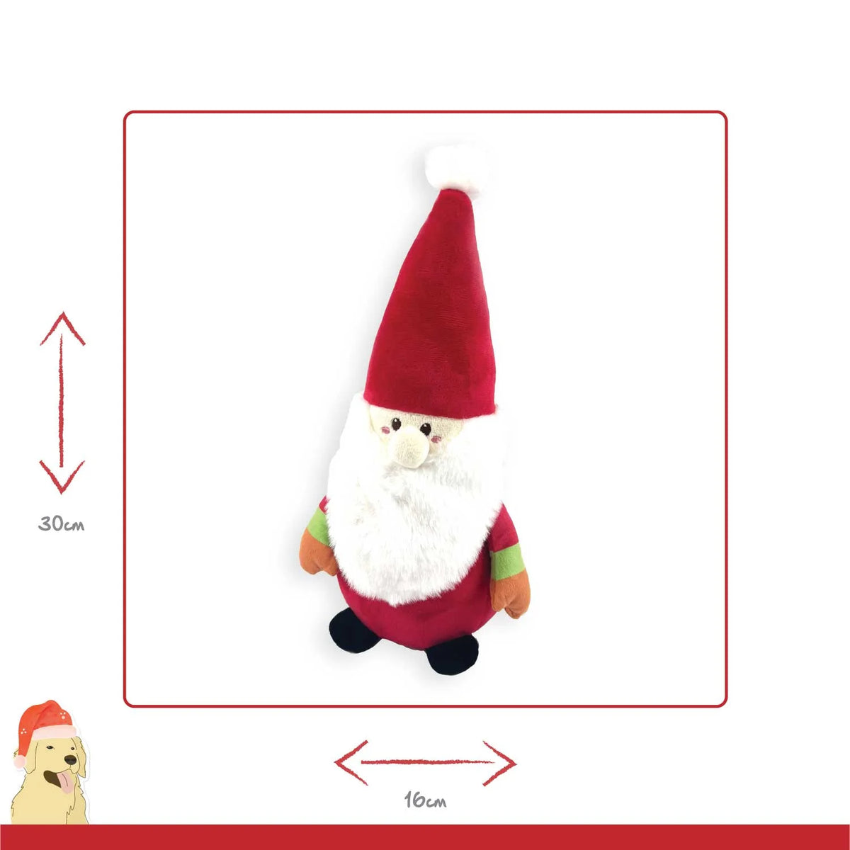Happy Pet Santa Paws squeaker body plush Christmas dog toy