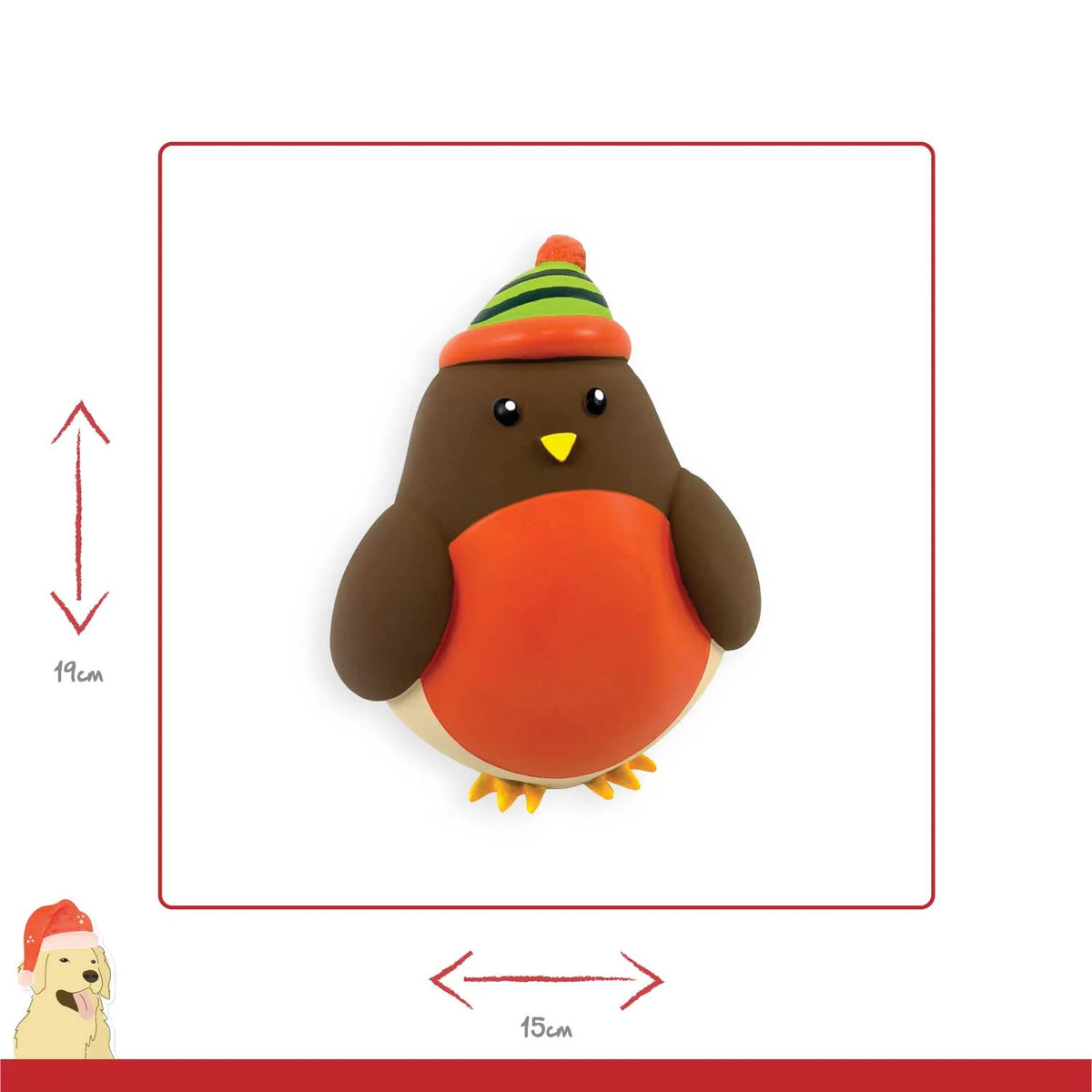 Happy Pet Rolo Robin latex squeaky Christmas dog toy