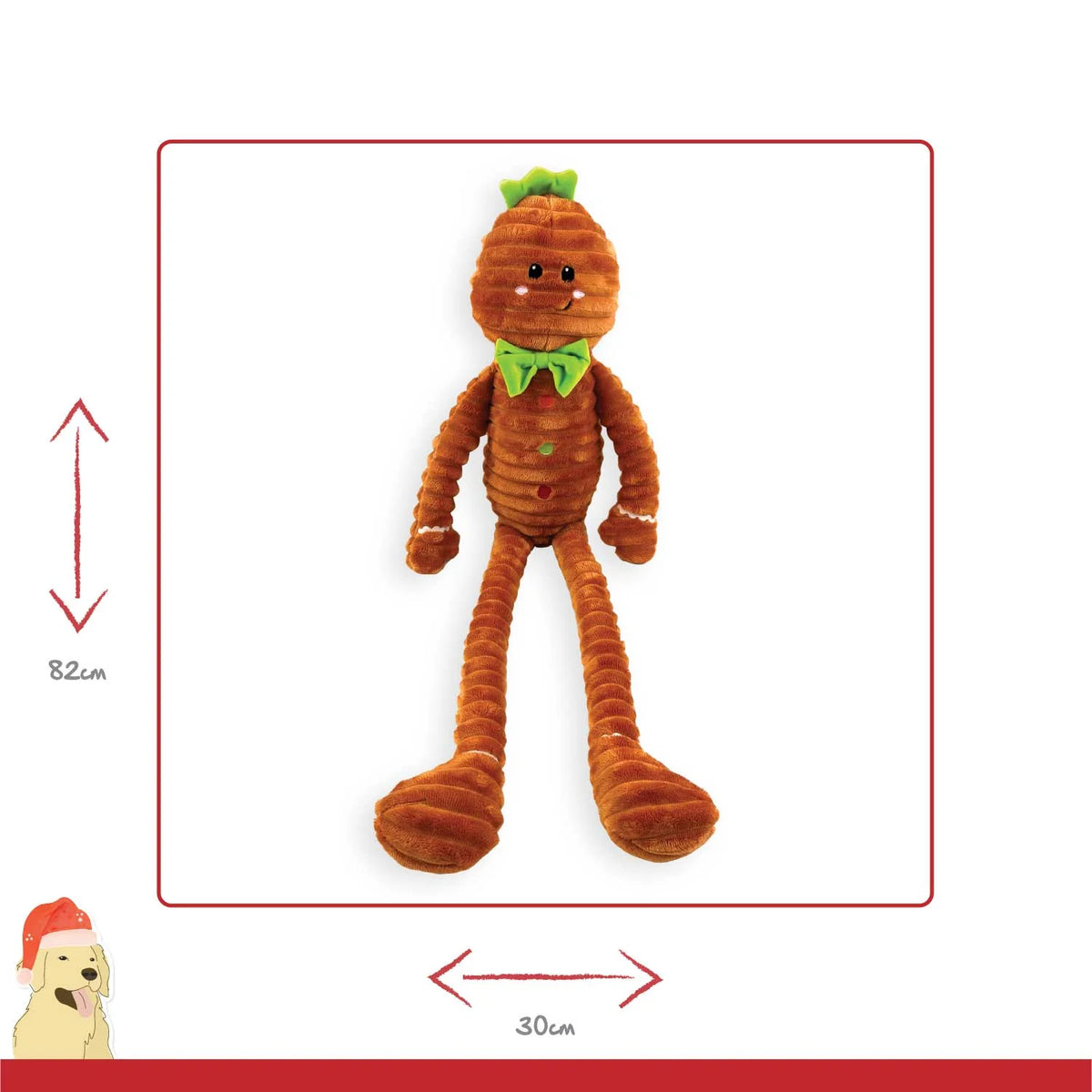 Happy Pet Jumbo Gingerbread plush Christmas dog toy for large dogs
