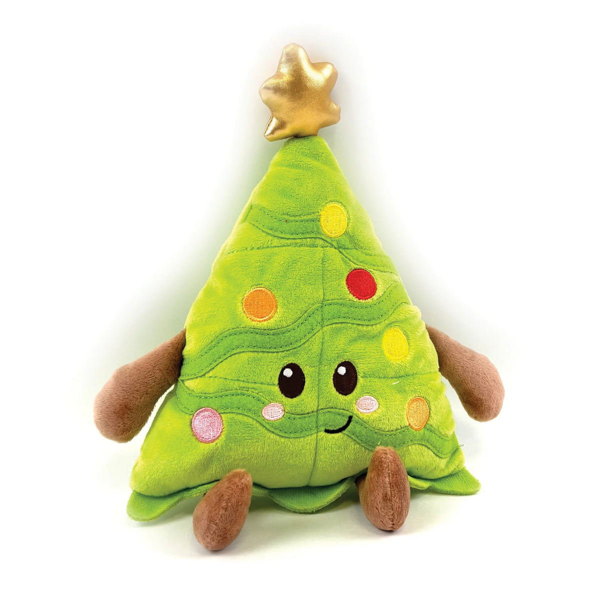 Happy Pet Cooper Christmas Tree multi squeaker plush dog toy