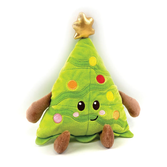 Happy Pet Cooper Christmas Tree multi squeaker plush dog toy