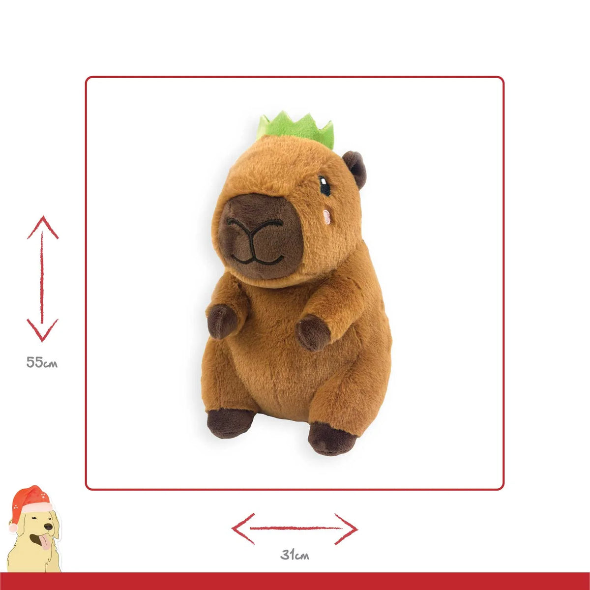 Happy Pet Jumbo Corby Capybara plush Christmas dog toy for large dogs