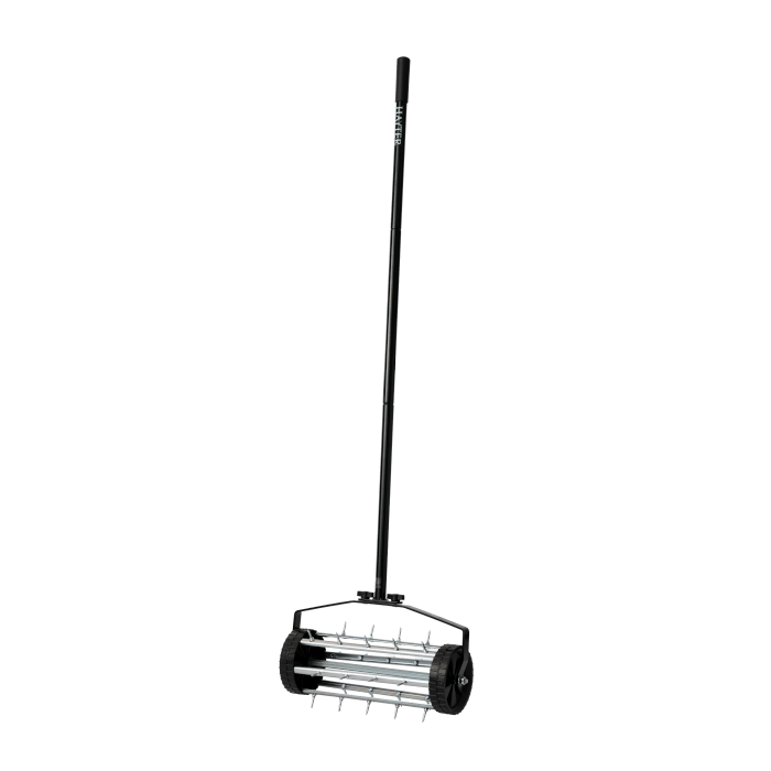 Hayter spiked lawn aerator with adjustable soft grip handle for lawn care