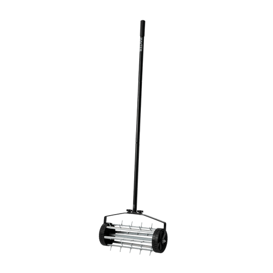 Hayter spiked lawn aerator with adjustable soft grip handle for lawn care