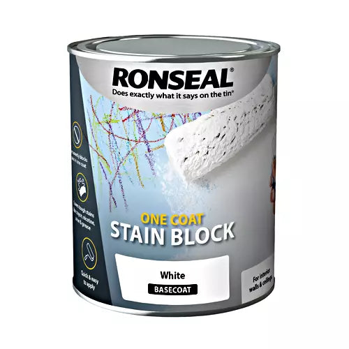 Ronseal One Coat Stain Block White 750ml