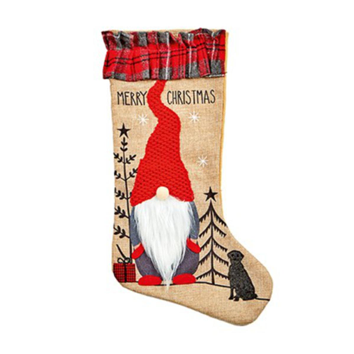 Premier 50cm Hessian-Tartan Gnome Stocking
