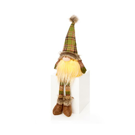 Premier 53cm Lit Green Tartan Sitting Gonk with Dangle Legs