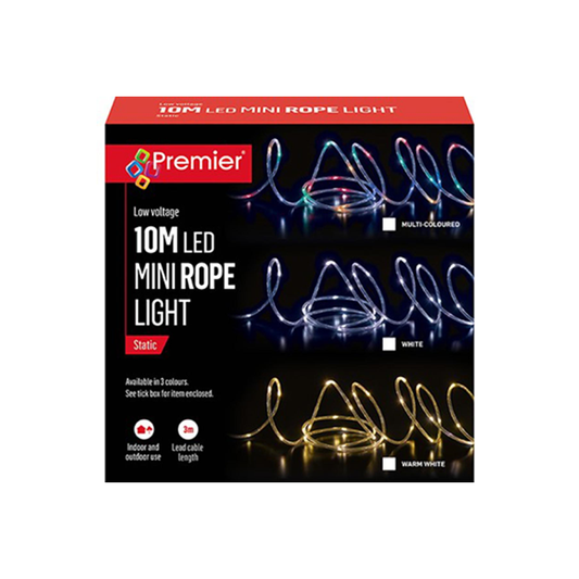 Premier 10m Mini Rope Light with 100 Multi-Colour LEDs
