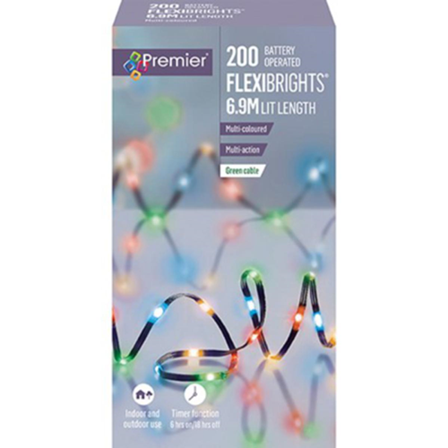 Premier 200Lm Multi-Action Battery Soft Flexibrights with Timer – Multi-Colour LEDs