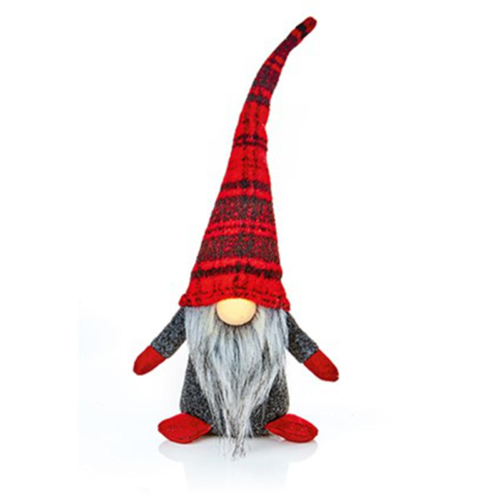 Premier 36cm Lit Grey-Red Standing Gonk with Red Tartan Hat