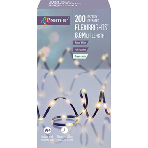 Premier 200Lm Multi-Action Battery Soft Flexibrights with Timer - Warm White LEDs